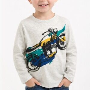 Appaman Boys Motorcycle Graphic Long Sleeve Tee Gray Cotton Cool Kid 3T